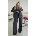Pantalon large extra long rayures gris