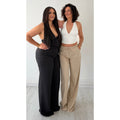 Pantalon lin extra extra long beige