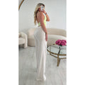 Pantalon lin extra extra long blanc
