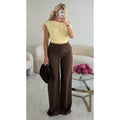 Pantalon lin extra extra long choco