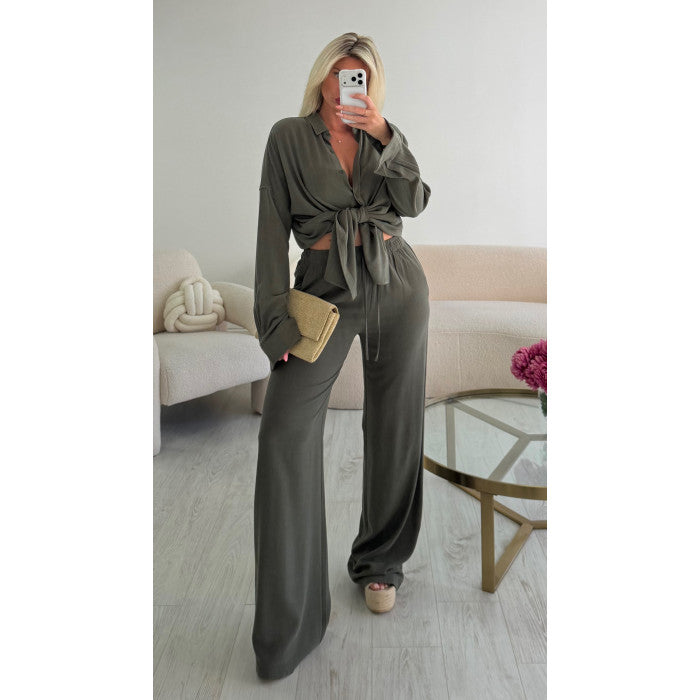 Pantalon lin kaki tall