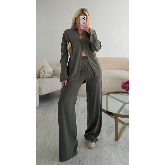 Pantalon lin kaki tall