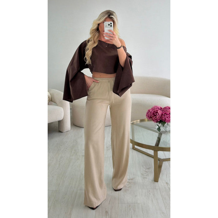 Pantalon lin standard beige