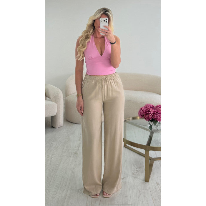 Pantalon lin standard beige
