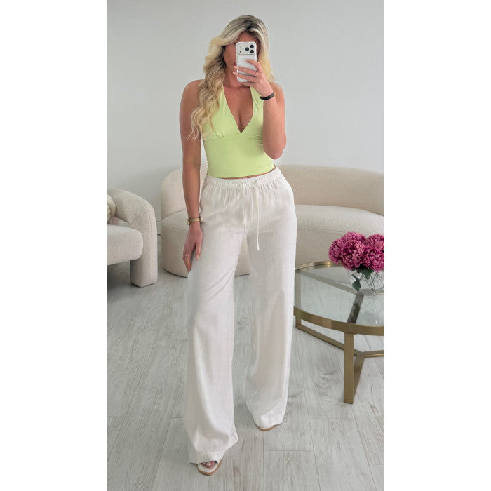 Pantalon lin standard blanc