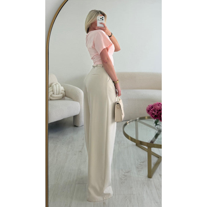 Pantalon pince extra extra long creamy