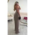 Pantalon barrel pince extra long taupe