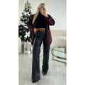 Pantalon simili cuir extra long couture noir