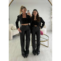 Pantalon simili cuir standard couture noir