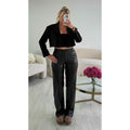 Pantalon simili cuir standard couture noir