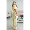 Pantalon tailleur jaune pastel standard