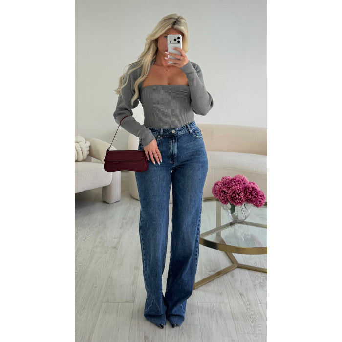 Pull bustier 2 en 1 gris