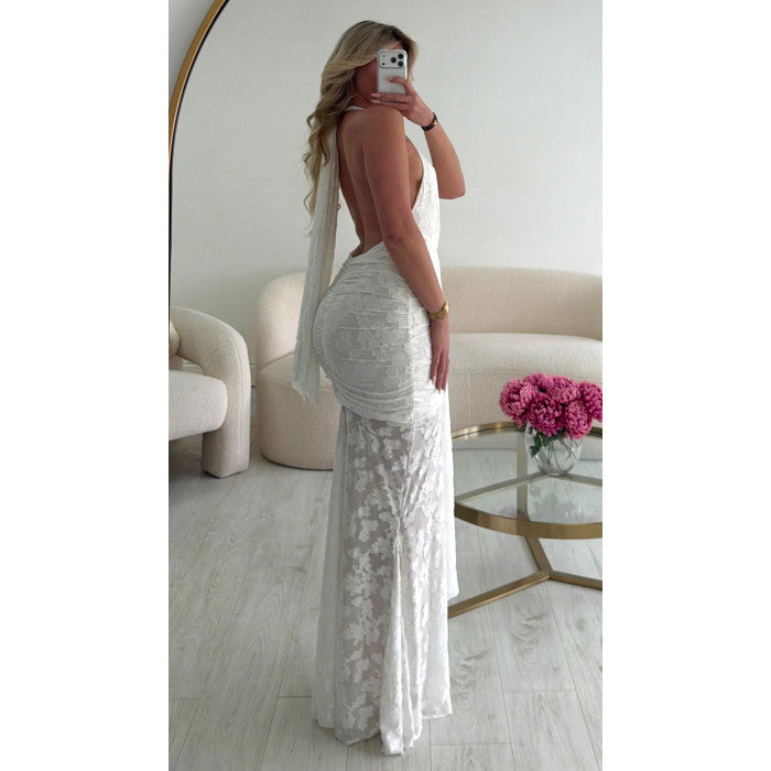 Robe blanche ajourée flowers