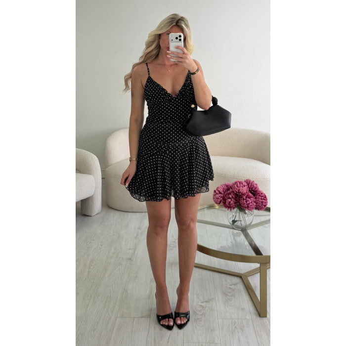 Robe/combi courte tulle pois noire