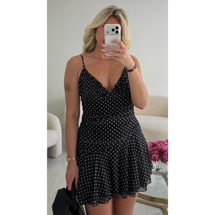 Robe/combi courte tulle pois noire