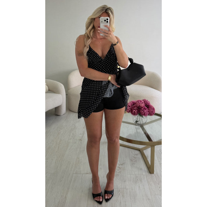 Robe/combi courte tulle pois noire