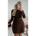 Robe couture peplum choco