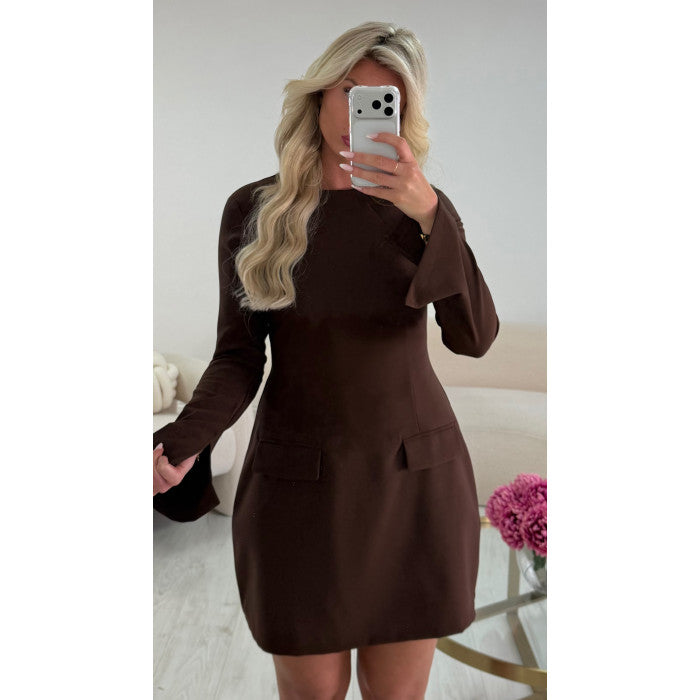 Robe couture peplum choco