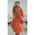 Robe dos nu volant saumon