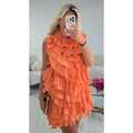 Robe dos nu volant saumon