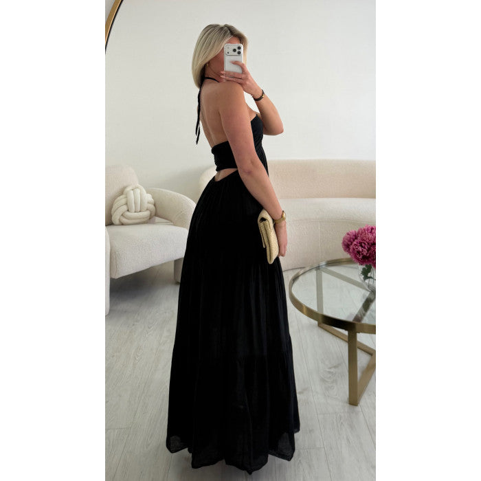 Robe longue coton noire