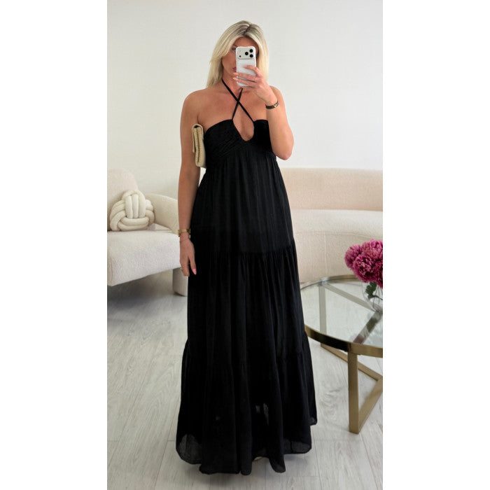 Robe longue coton noire