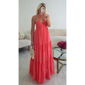 Robe longue coton corail