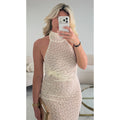 Robe longue dos nu dentelle ivoire