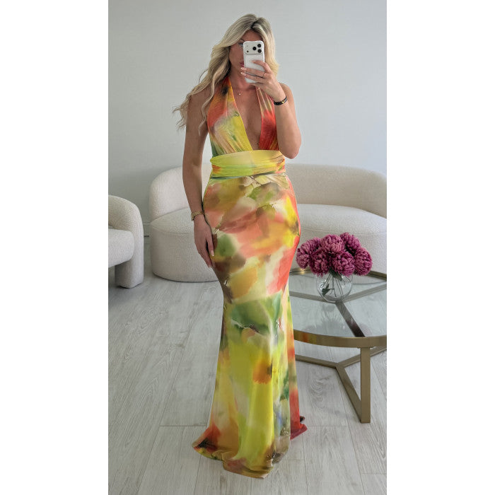 Robe longue tulle pep's citron