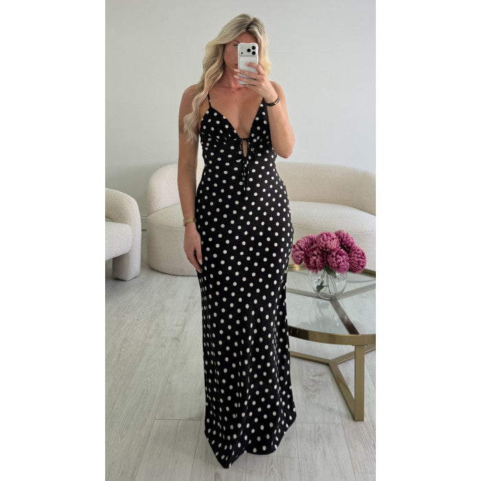Robe longue pois noire