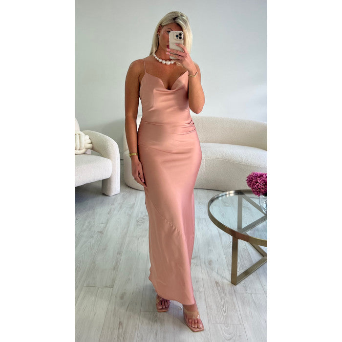 Robe longue satiné champagne