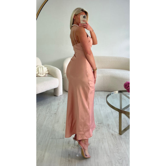 Robe longue satiné champagne