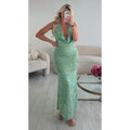 Robe longue sauge perle dos nu
