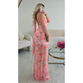 Robe longue tulle fleur rose