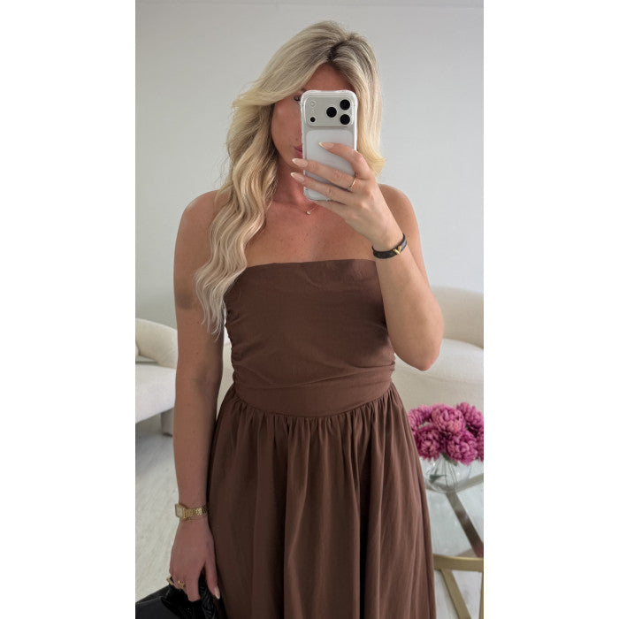 Robe midi coton bustier choco
