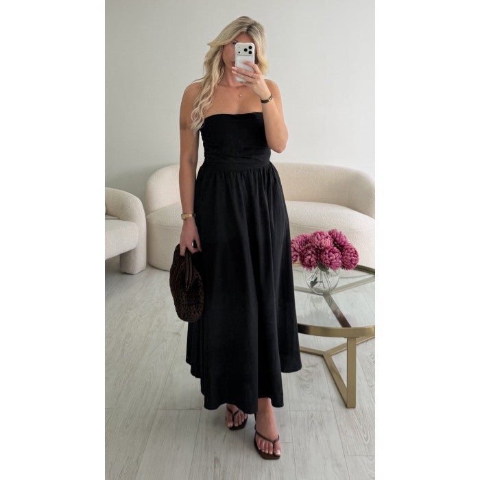Robe midi coton bustier noire