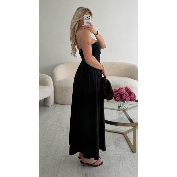 Robe midi coton bustier noire