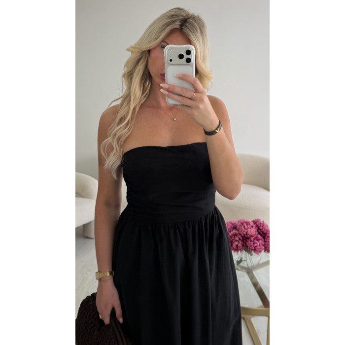 Robe midi coton bustier noire
