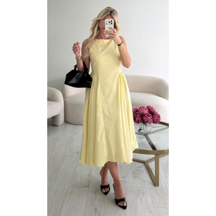 Robe midi coton jaune