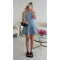 Robe péplum denim bleu