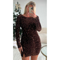 Robe sequins dos nu fente choco