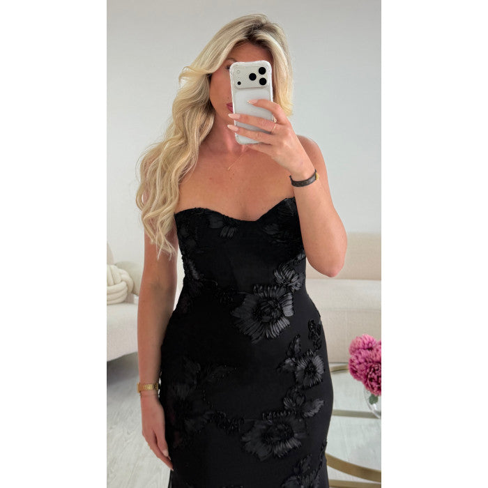 Robe sirène fleurs noire