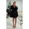 Robe tulle fluide sequins noire
