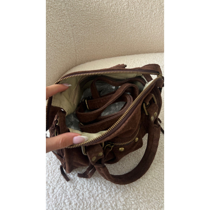 Sac daim choco 100% cuir