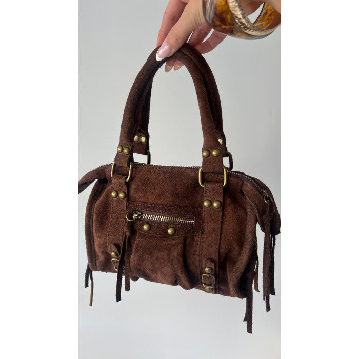 Sac daim choco 100% cuir