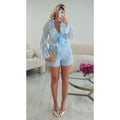 Short doublé bleu couture