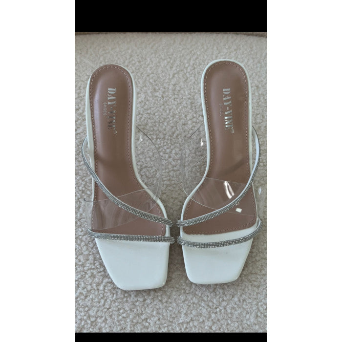 Talons strass blanc