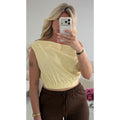 Top asymétrique coton jaune pastel