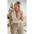 Top bénitier sequins beige