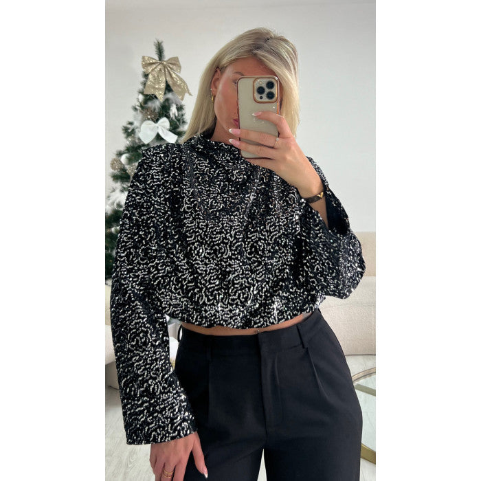 Top ras cou silver sequins